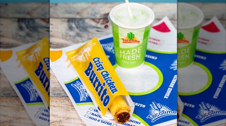 burrito and drink from Taco Time