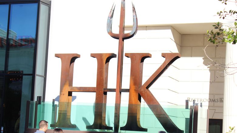 Hell's Kitchen logo in front of restaurant 