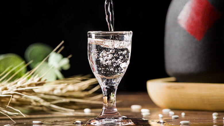 Baijiu poured into glass