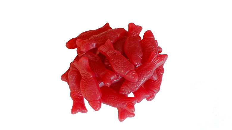 Small pile of red Swedish fish 