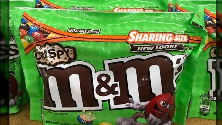 Green packages of Crispy M&Ms