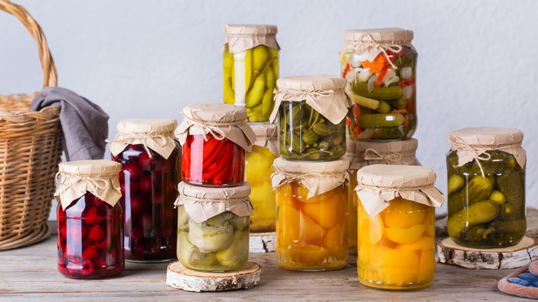 Jars of Preserves and Fermented Foods
