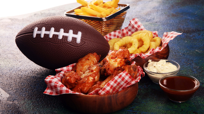 Football with snack foods