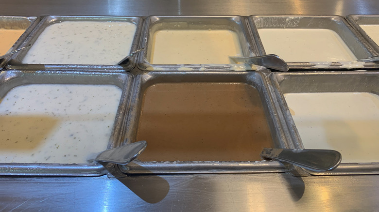 Salad dressings at buffet