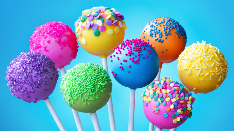 colorful rainbow cake pops