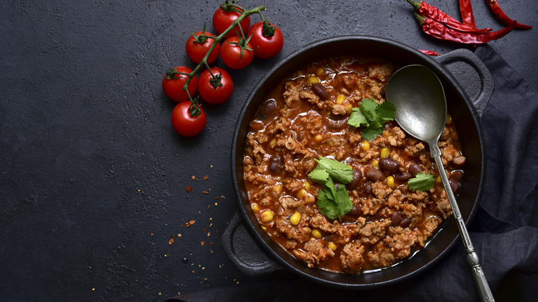 Pot of chili con carne