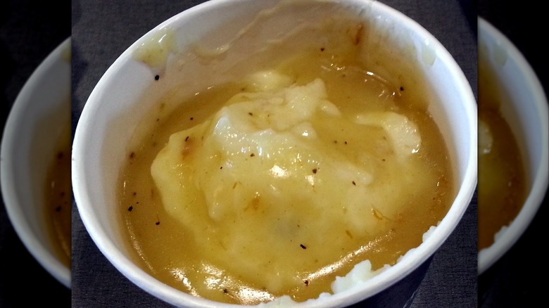Culver's Mashed Potatoes & Gravy in a to-go cup