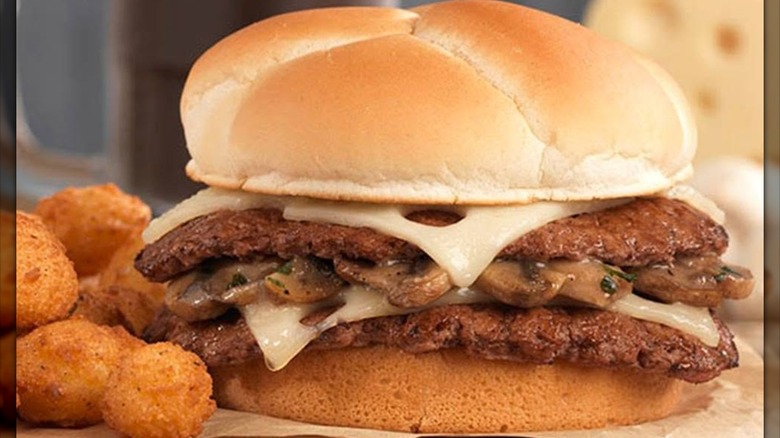 Culver's Mushroom & Swiss ButterBurger with a side of cheese curds
