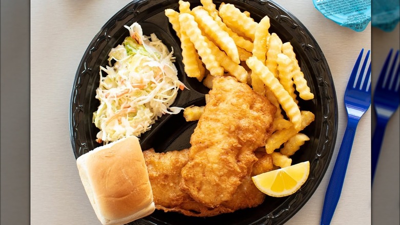 Culver's North Atlantic Cod Dinner on a black plate
