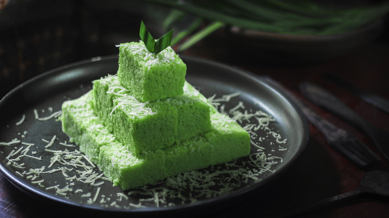 green pandan cake slices