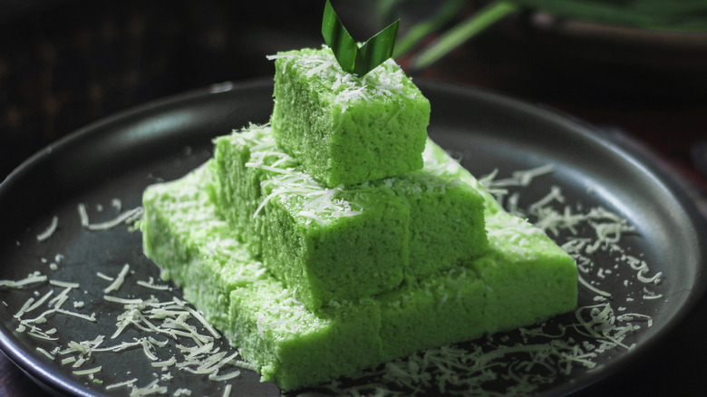 green pandan cake slices