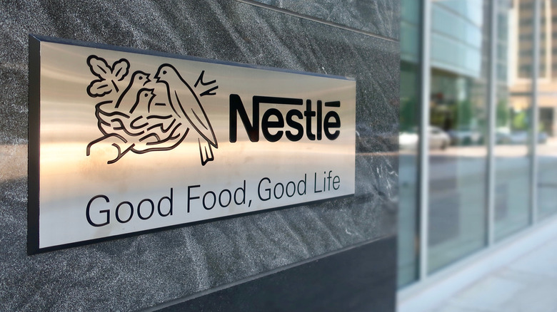 Nestlé logo and motto on building