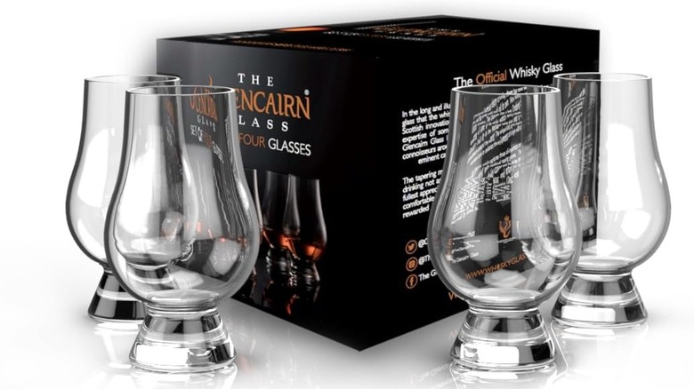 Set of Glencairn glasses near box