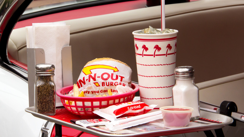 In-N-Out Burger food on car 