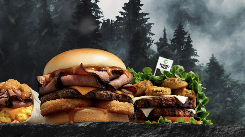 Carl's Jr 'Primal Menu' in foggy forest