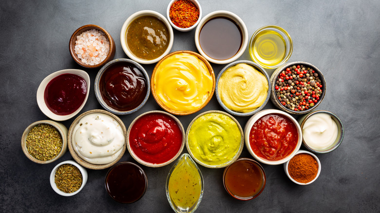 assortment of condiments