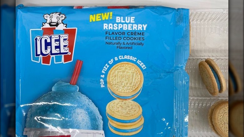 A package of ICEE Blue Raspberry Creme Filled Cookies