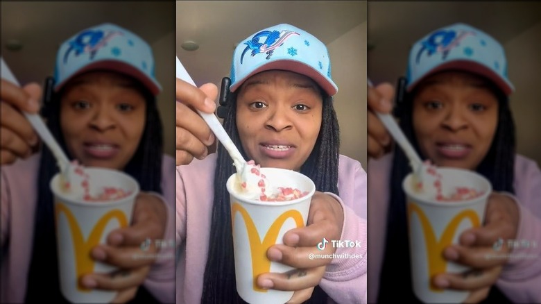 Woman tasting McFlurry