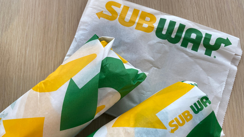 Sandwiches from Subway wrapped in paper