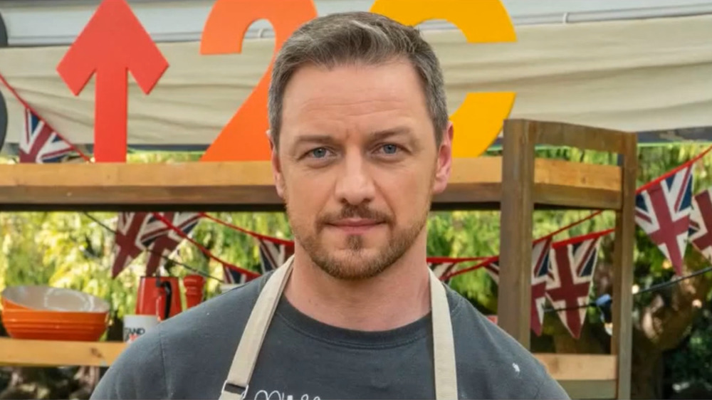 James McAvoy on Great British Bake Off set