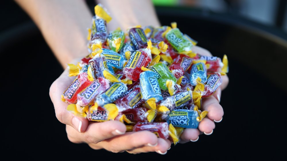 Double handful of Jolly Rancher candies