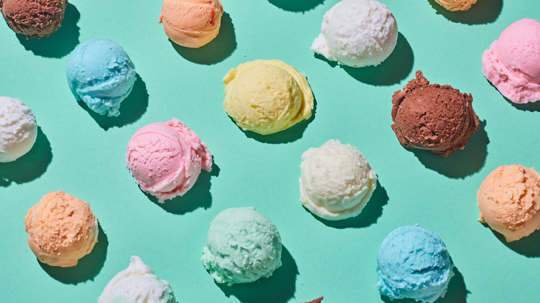 Scoops of colorful ice cream