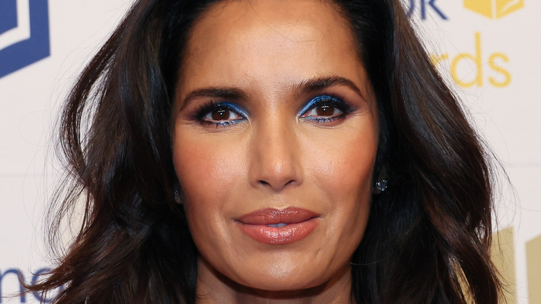 Padma Lakshmi wearing blue eyeshadow