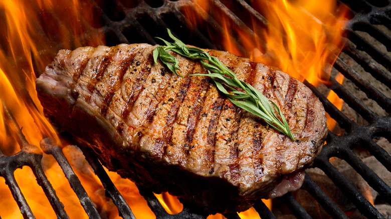 Grilled Steak and flames