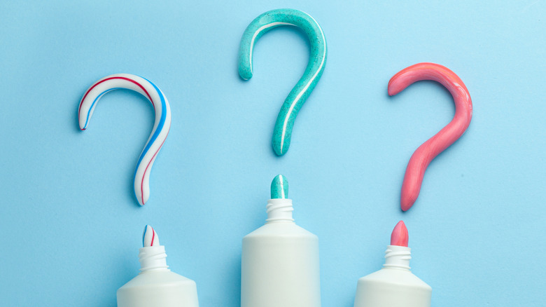 Question mark toothpaste tubes