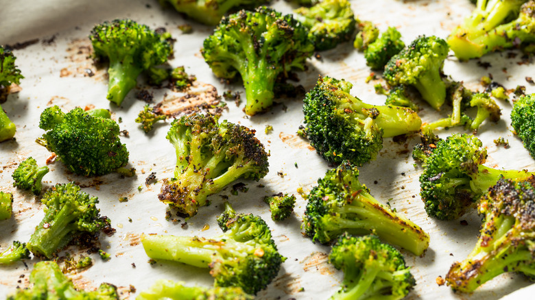 Roasted broccoli on sheet pan