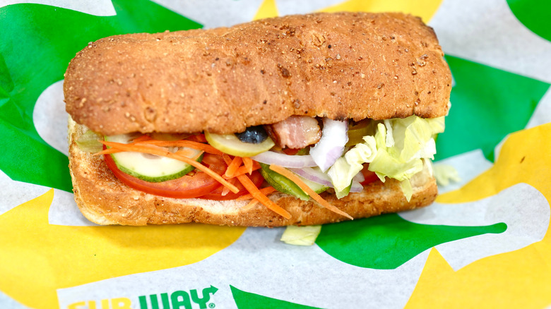 Subway sandwich on paper