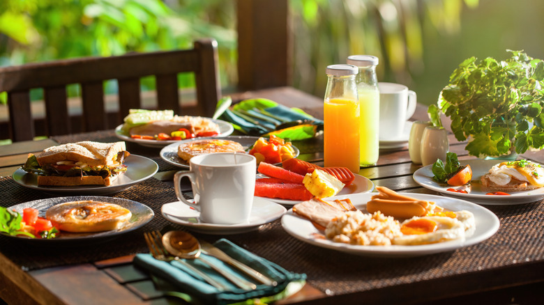 Breakfast foods on table