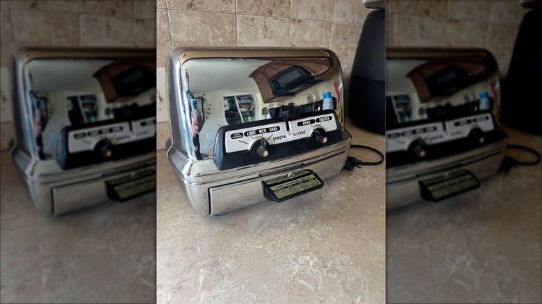 Old-fashioned toaster oven on counter