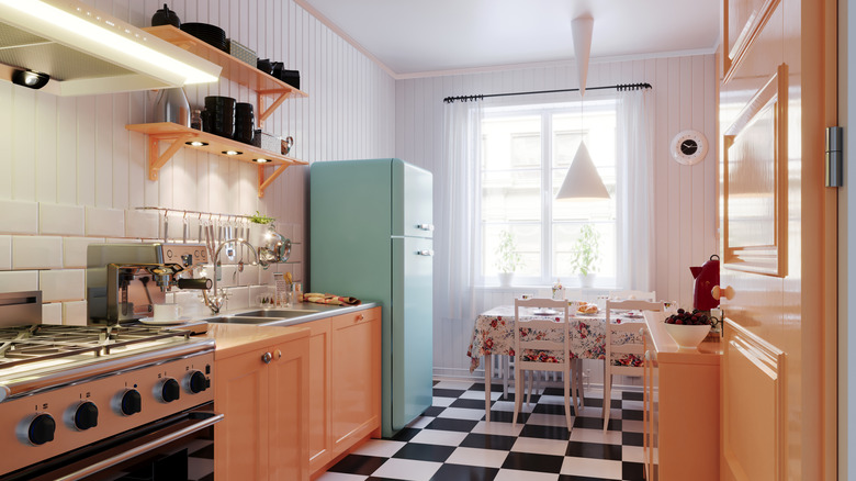 Retro kitchen with old-fashioned appliances