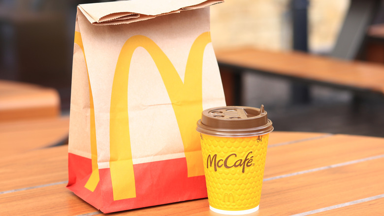 McDonald's bag and coffee cup