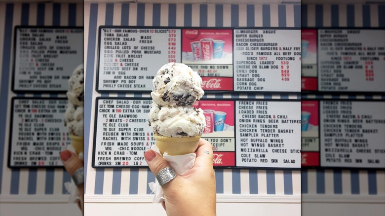 Ye ole fashioned menu with ice cream cone in front