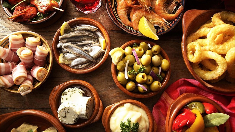 various tapas in bowls