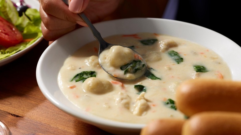 Olive Garden soup and breadsticks