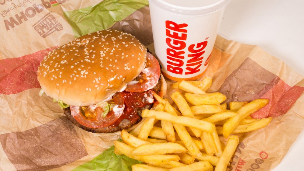 Burger King burger, fries, and drink