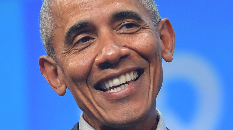 Barack Obama smiling onstage