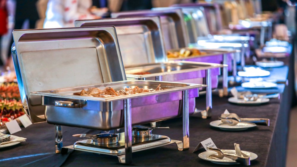 Chafing dishes at buffet