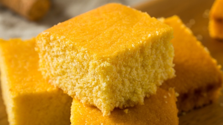 cornbread cut into slices