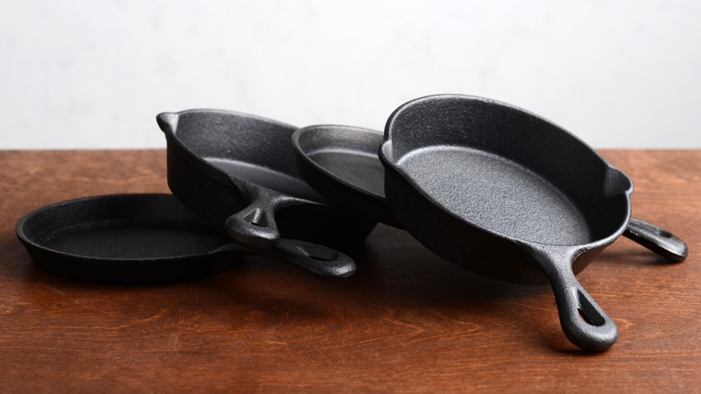 Set of cast iron pans