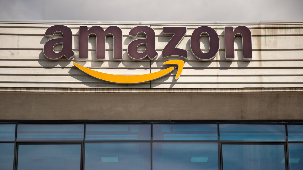 Amazon sign on a warehouse 