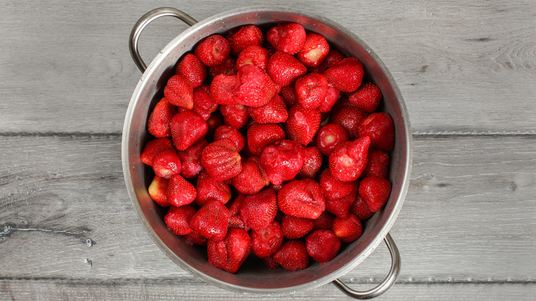 Pot of fresh strawberries