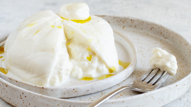 Burrata on plate