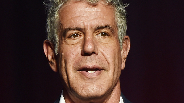 Anthony Bourdain speaks in close-up