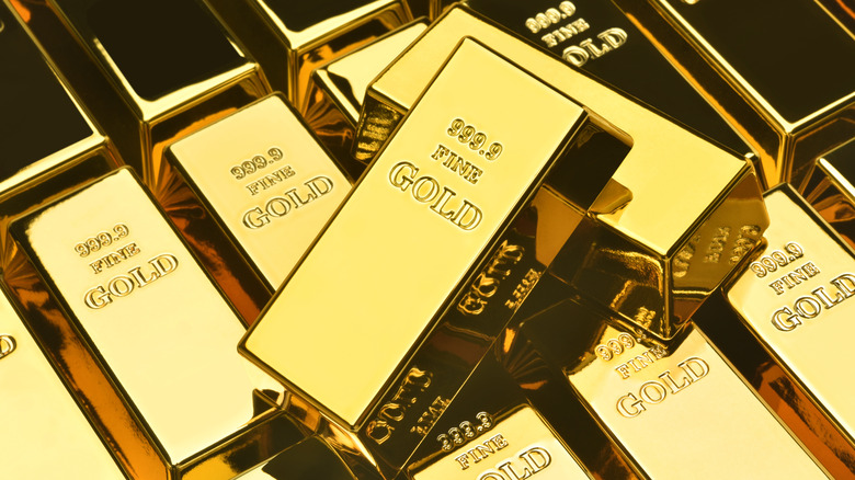 shiny gold bars stacked 