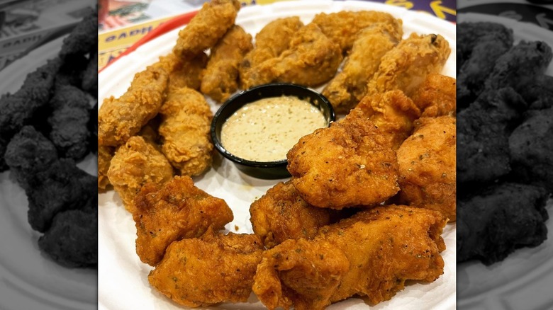 A platter of crispy wings and boneless wings from It's Just Wings by Chili's