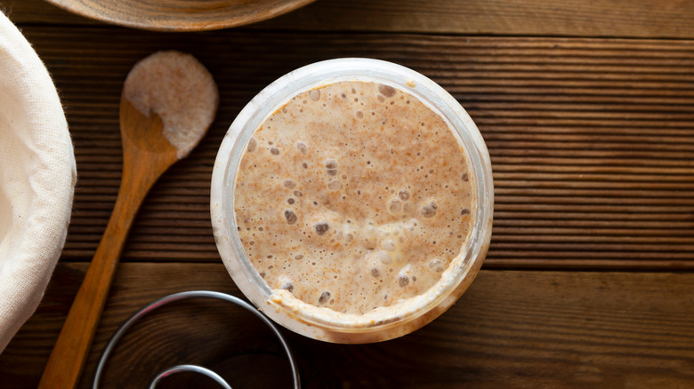 sourdough starter in jar